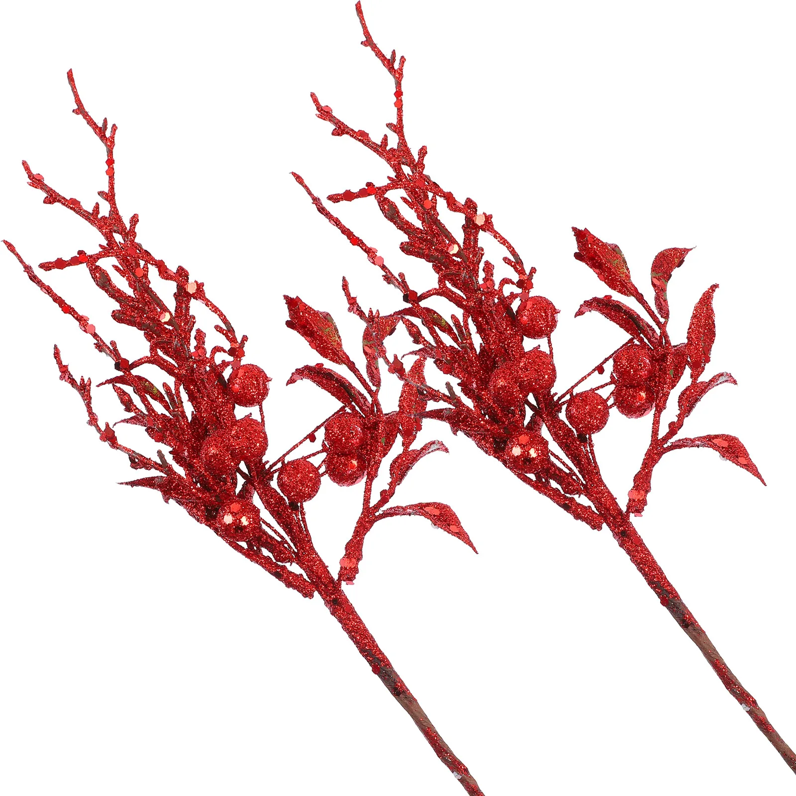 

2pcs Christmas Tree Decorations Glitter Leaves Picks Artificial Diy Xmas Ornaments Holiday Party Home Festive Supplies