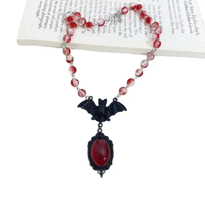새로운 다크 고딕 디자인 스칼렛 스파이더 크리스탈 목걸이 호러 스타일 할로윈 액세서리