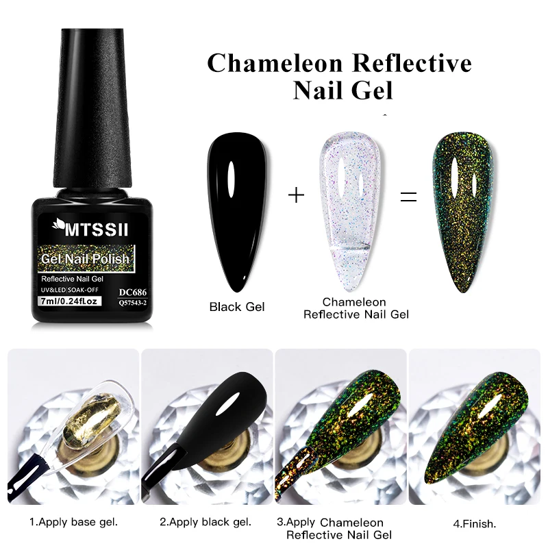 Chameleon reflecterende glittergel nagellak Dark Flashy Aurora Laser Gradient Gel Polish Semi-permanente losweken UV-gelvernis