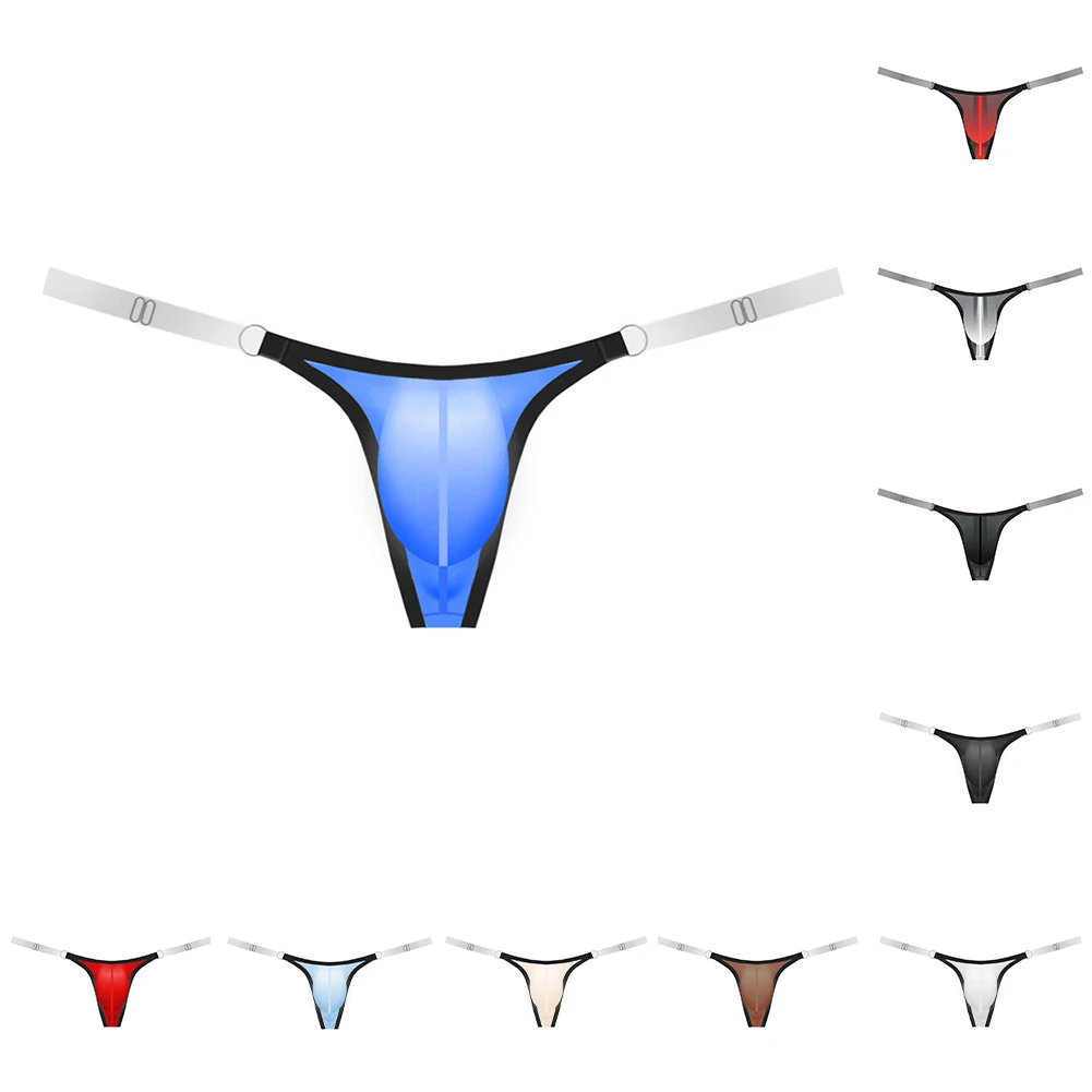 Invisible Men Adjustable Transparent Strap G-string Low Rise Underwear Bulge Pouch Thong T-back Briefs Sexy Intimates