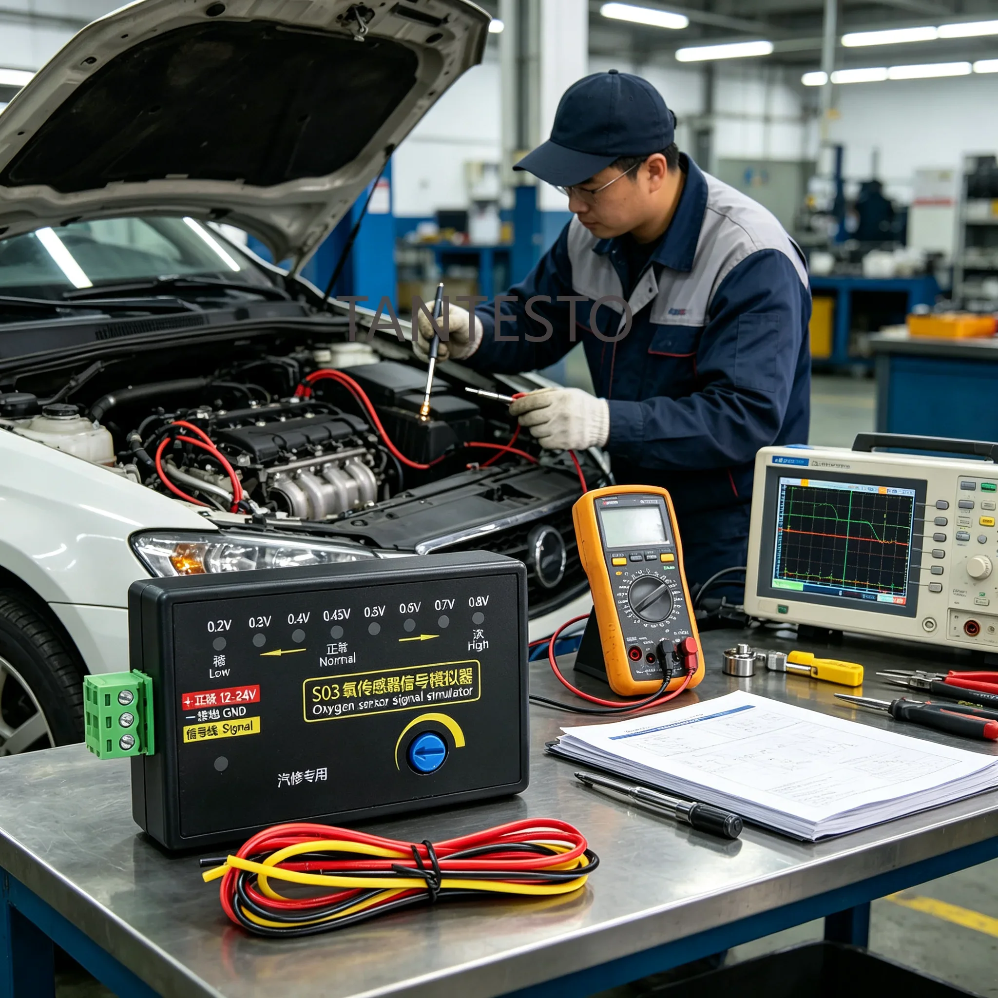 4-Wire Oxygen Sensor Emulator Automotive Diagnostic Testing O2 Sensor Signal Simulator Signal Voltage Tunable Device Repair Tool