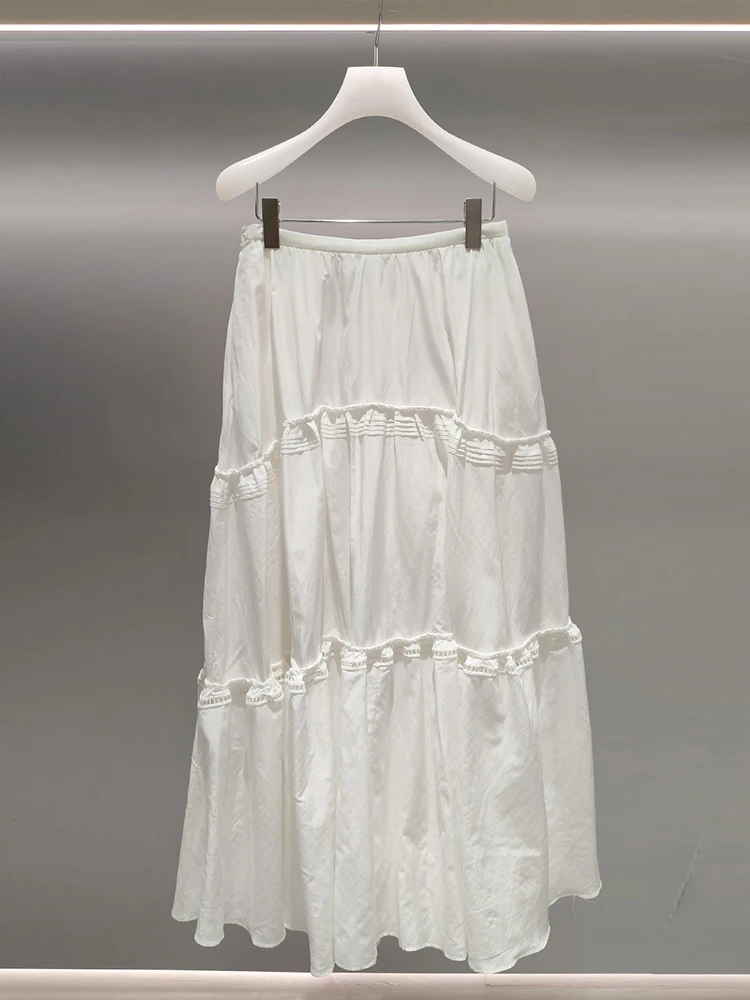 

Ele High Waist Long Embroidered Hollow out Skirt for Women Summer 2025 South Oil Luxury Faion Commute Sle A-Line Skirt