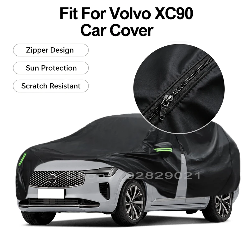 Zipper Door Waterproof Car Cover For Volvo XC90 Windproof Dustproof UV Protection All Weather Auto Protector
