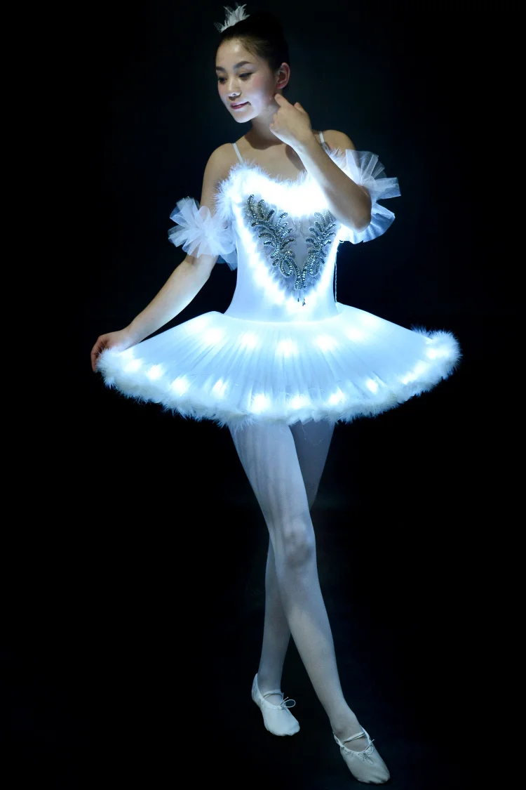 

Professional Ballet Tutu Led Swan Lake Adult Ballet Dance Clothes Tutu Skirt Women Ballerina Dress For Party White Ballet Dress