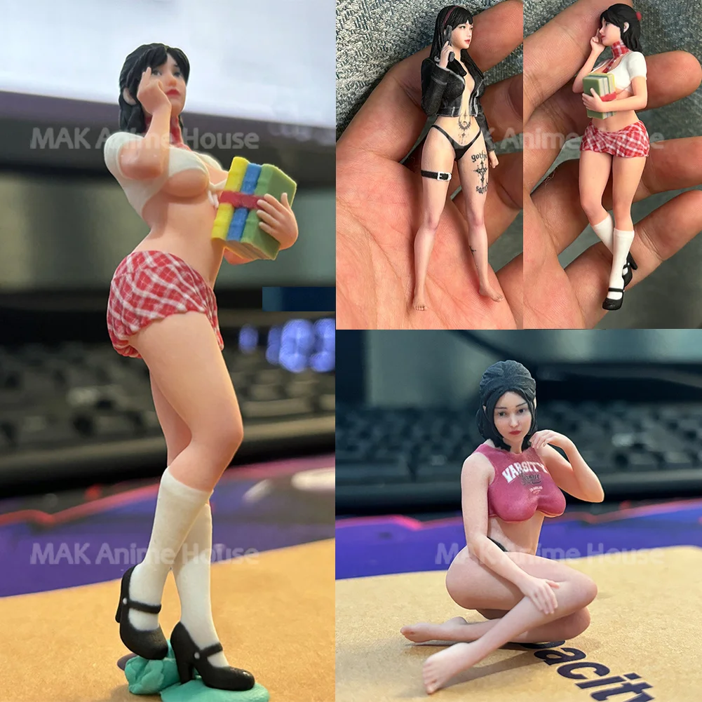 

Изысканная 3D-печать на лице 1/16 1/43 1/18Сексуальная корейская книга, обнимающая студенческую тату-жилет, фигурка девушки, модель гиперреализма, сцена, игрушка