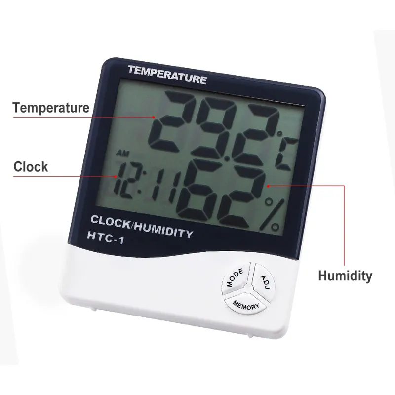 Indoor LCD Eyelash Extension Temperature Humidity Tester Eyelash Glue Thermometer Hygrometer Weather Station Clock Makeup Tool