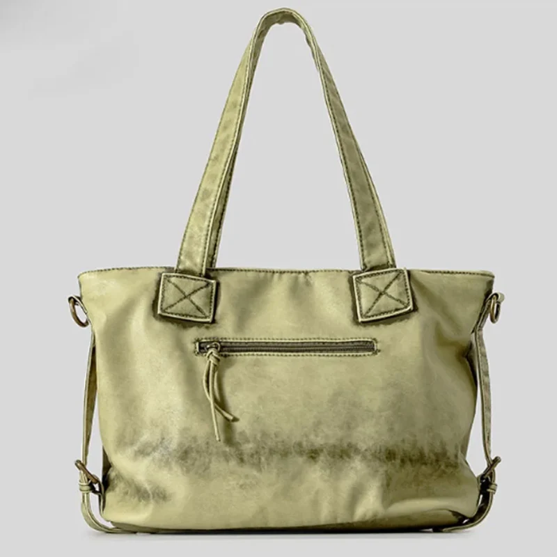 حقيبة يد نسائية ذات سعة كبيرة بتصميم ريترو حقيبة كتف من الجلد الناعم حقيبة كروس