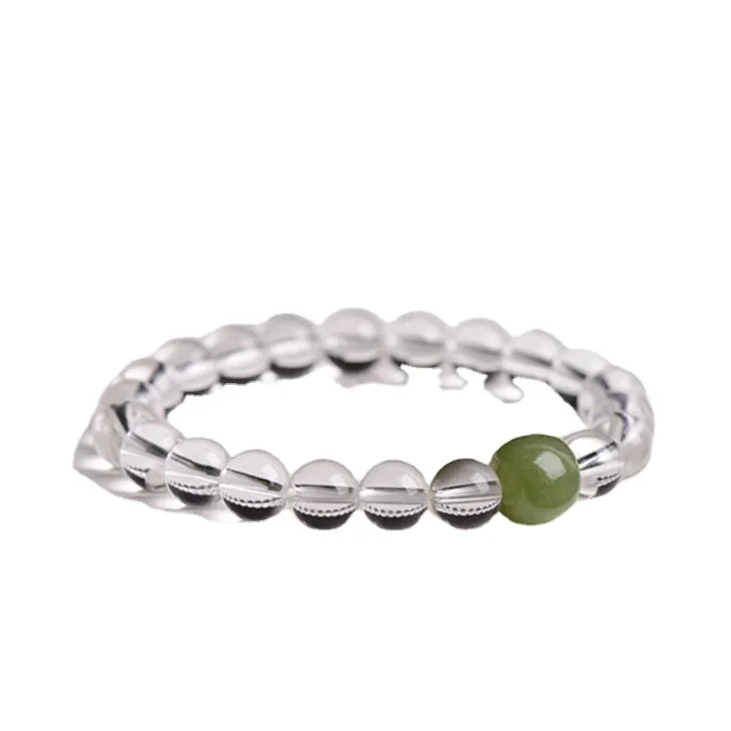 Pulsera de Un solo anillo de cristal blanco Natural, Jade hetiano