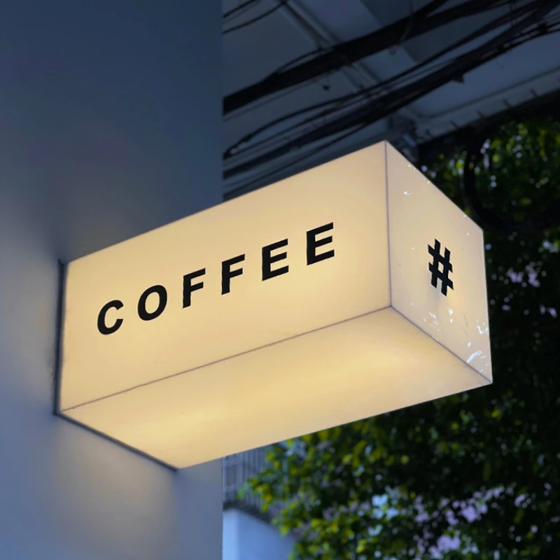 

Customized Outdoor Door Head Side Sign Box Billboard Coffee Shop Luminous Signboard Customization