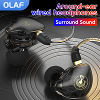 3.5mm Wired Earphones Around-ear Wired Headphones HiFi Stereo in-line Headsets Noise Cancelling Gaming Earbuds With Mic