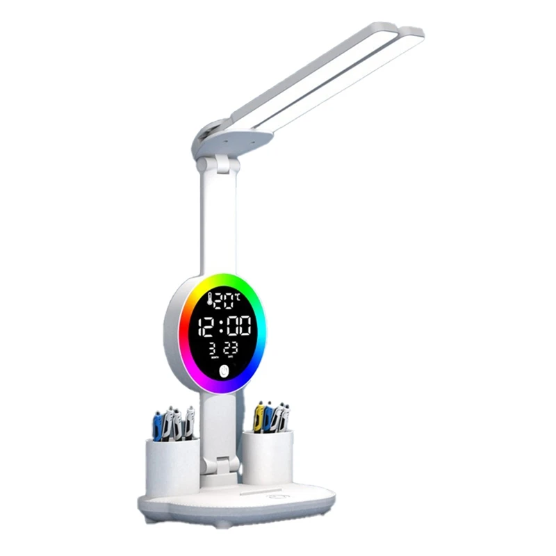 

B97A-Led Table Lamp For Study Desk Lamp Reading Light Led Night Light Led Clock Dispaly Reading Desk Light Plug In Model