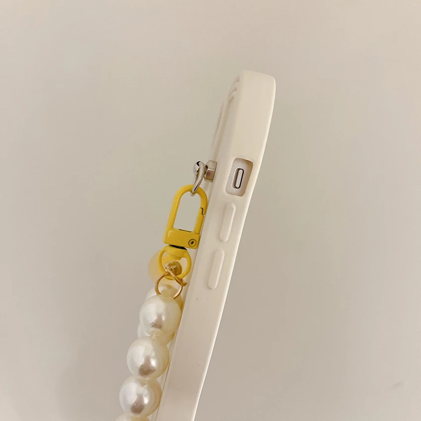 زهرة اللؤلؤ قلادة جراب هاتف آيفون 16 15 14 13 برو 12 11 ماكس موجة الحافة 16 برو 14 برو جراب هاتف سيليكون لينة 15 برو غطاء