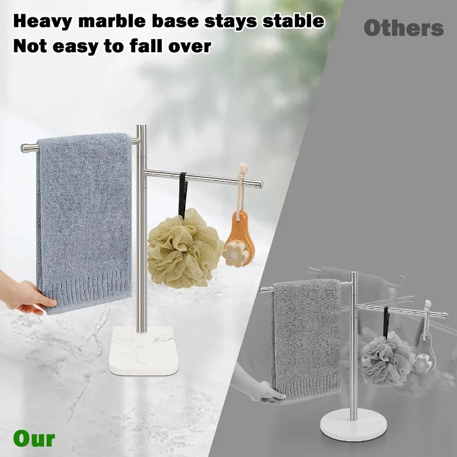 Настольный держатель для полотенец для рук с мраморным основанием и поворотной вешалкой для полотенец из нержавеющей стали 304 для ванной комнаты
