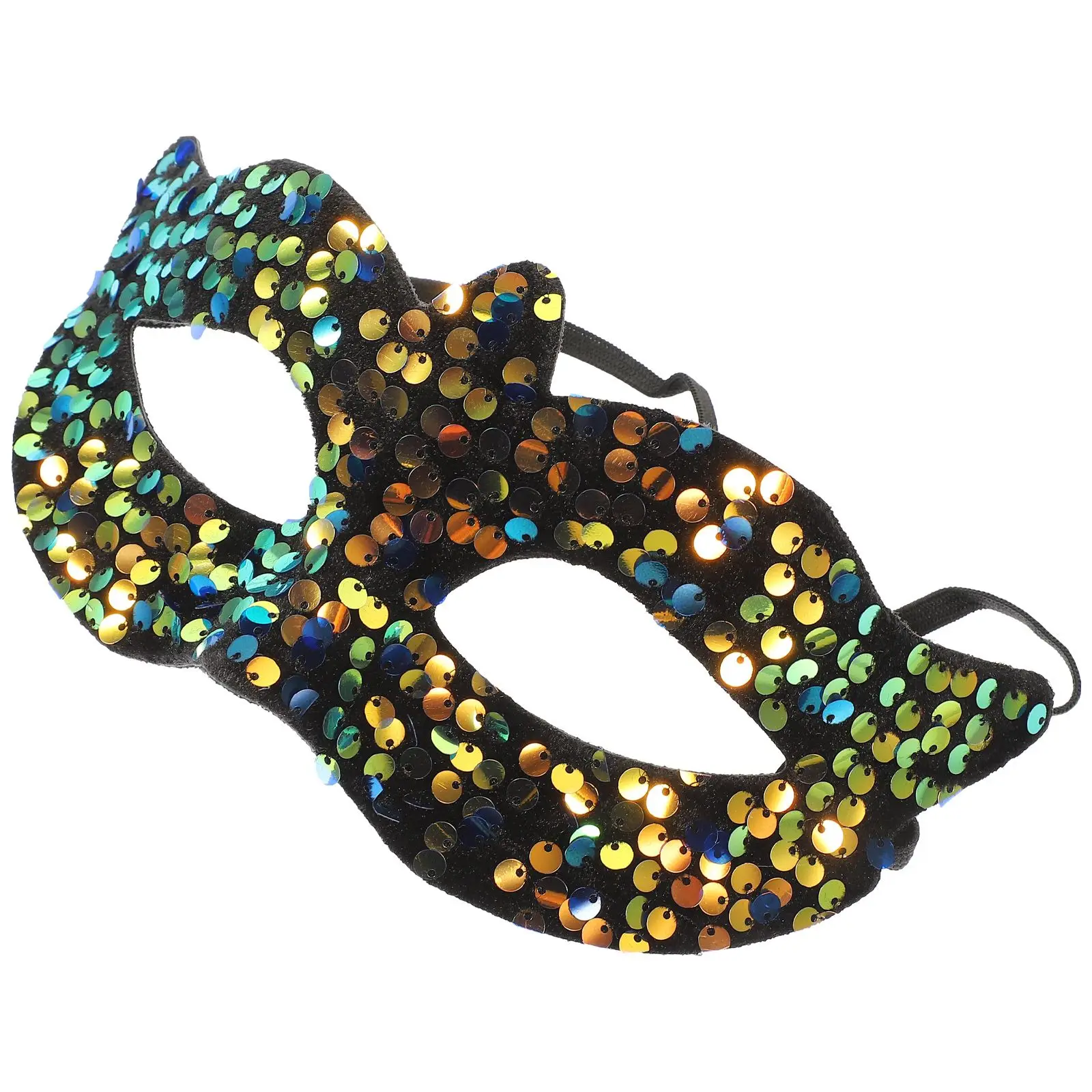 

Sequin Masquerade Mask Smooth Lines Handheld PVC Couple Stick Lightweight Comfortable Adjustable Elastic Band Fits Face Shapes