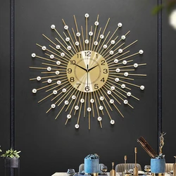 Diamond Starry Large 3D Wall Clocks Modern Luxurious Design Living Room Sofa TV Background Metal Mute Home Decorative Wall Clock
