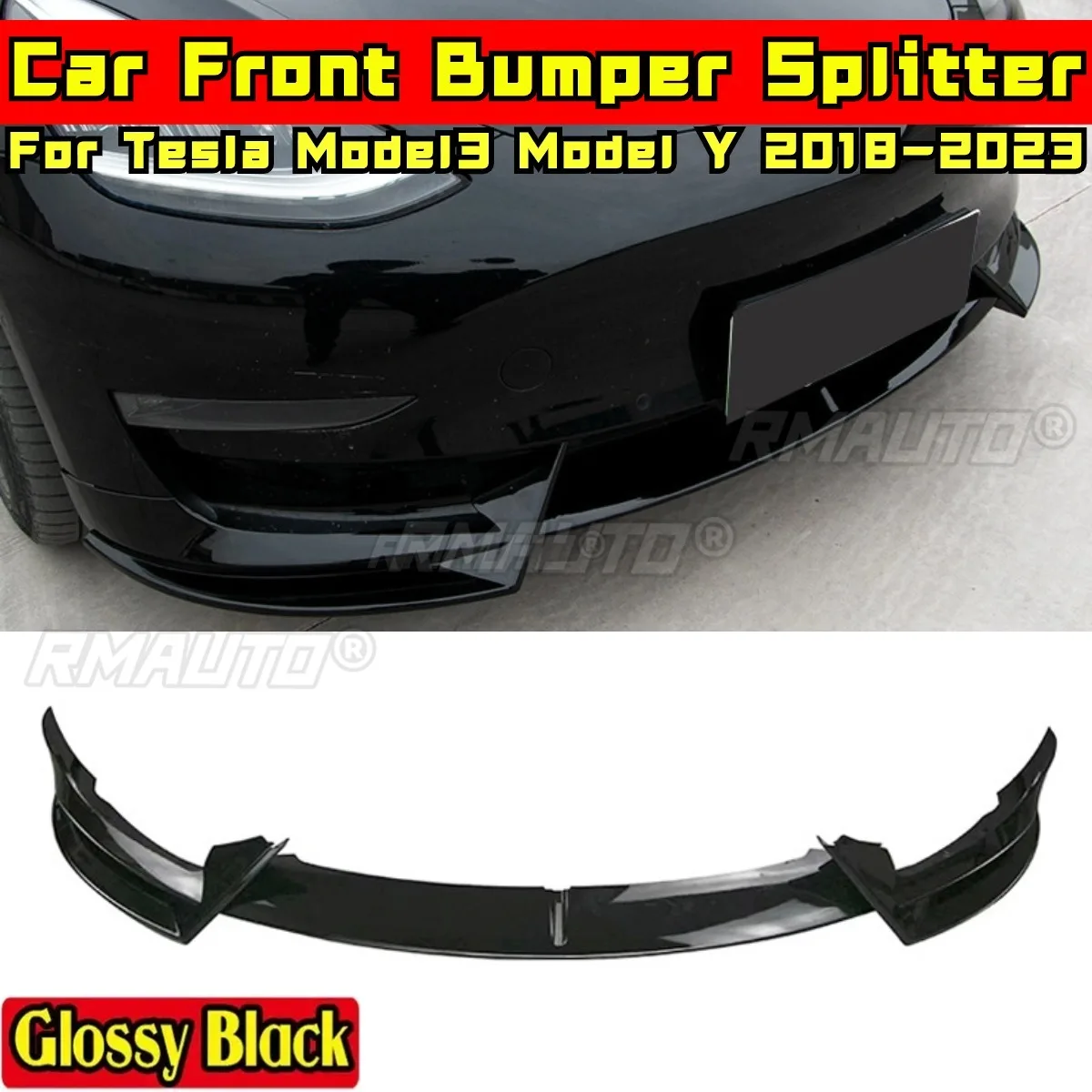 Model3 Model Y Front Bumper Splitter Glossy Black Sport Style Front Bumper Spoiler for Tesla Model3 Model Y Car Accessories