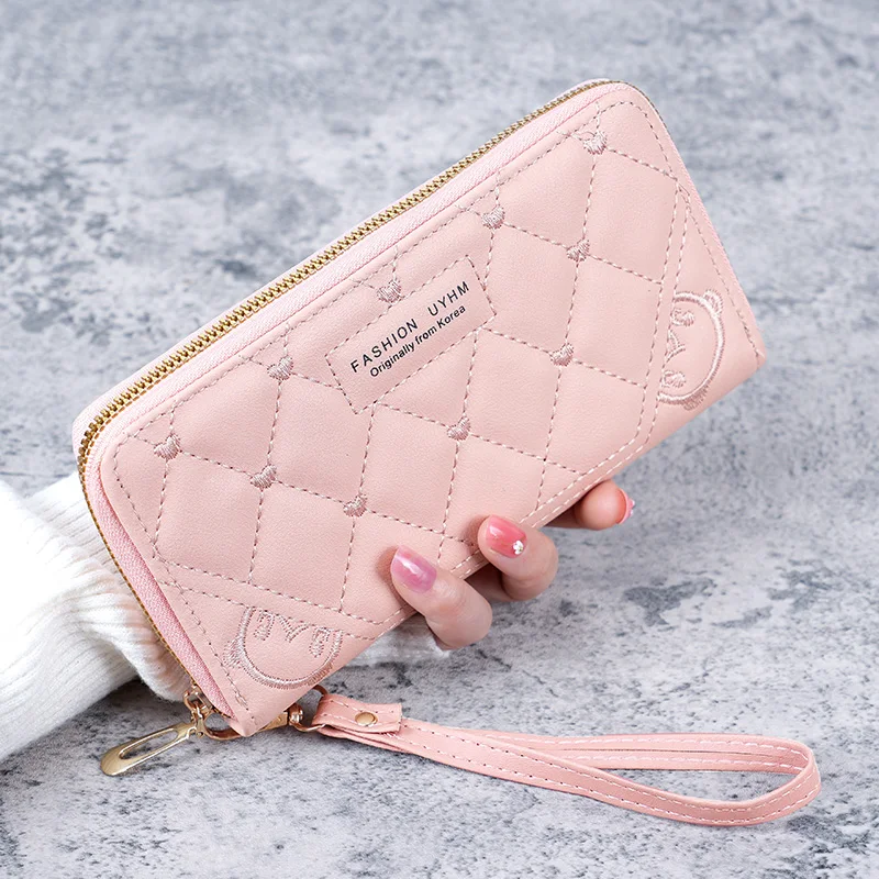 حقيبة يد نسائية صيفية طويلة حلوة بلون سادة من جلد البولي يوريثان مطرزة ومحفظة نسائية بتصميم عصري #4