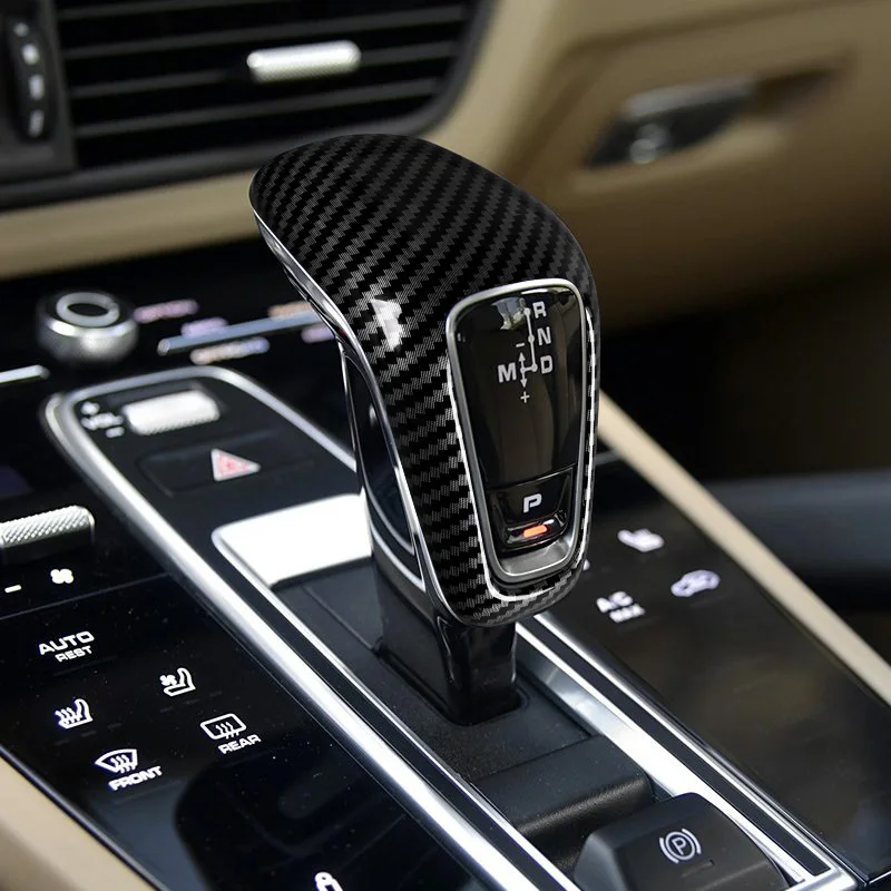 Car ABS Carbon Fiber Gear Shift Knob Head Cover Frame Trim Accessories For Porsche Cayenne 2018 2019 2020 2021 2022 2023 2024
