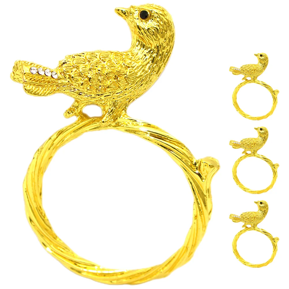 

4Pcs Bird Shaped Napkin Rings Decorative Metal Napkin Buckles for Wedding Party Dinner Table Decoration Home Holiday Events