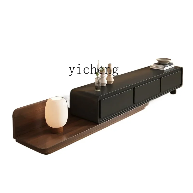 

TV cabinet coffee table combination simple modern living room light luxury floor retractable TV cabinet