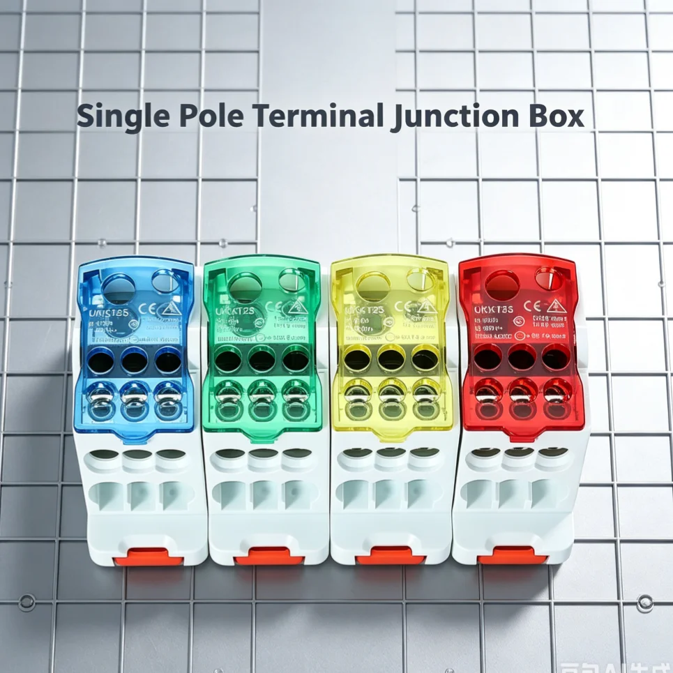 High-Current Distribution Terminal: One-In-Multi-Out, 500A Max, Pure Copper, PA Housing, for Control Cabinets