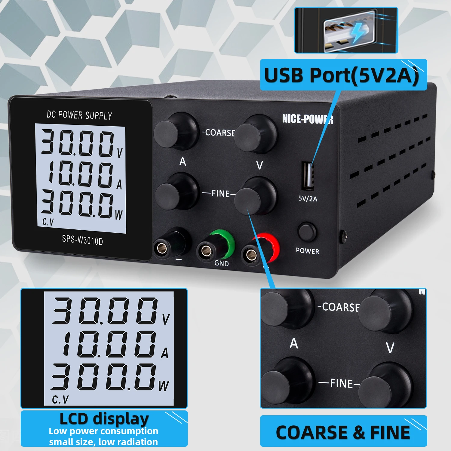 SPS-W3010D Digital Variable DC Switching Power Supply 30V10A LCD Monitor Repair Machine Adjustable DC Repair Power Supply