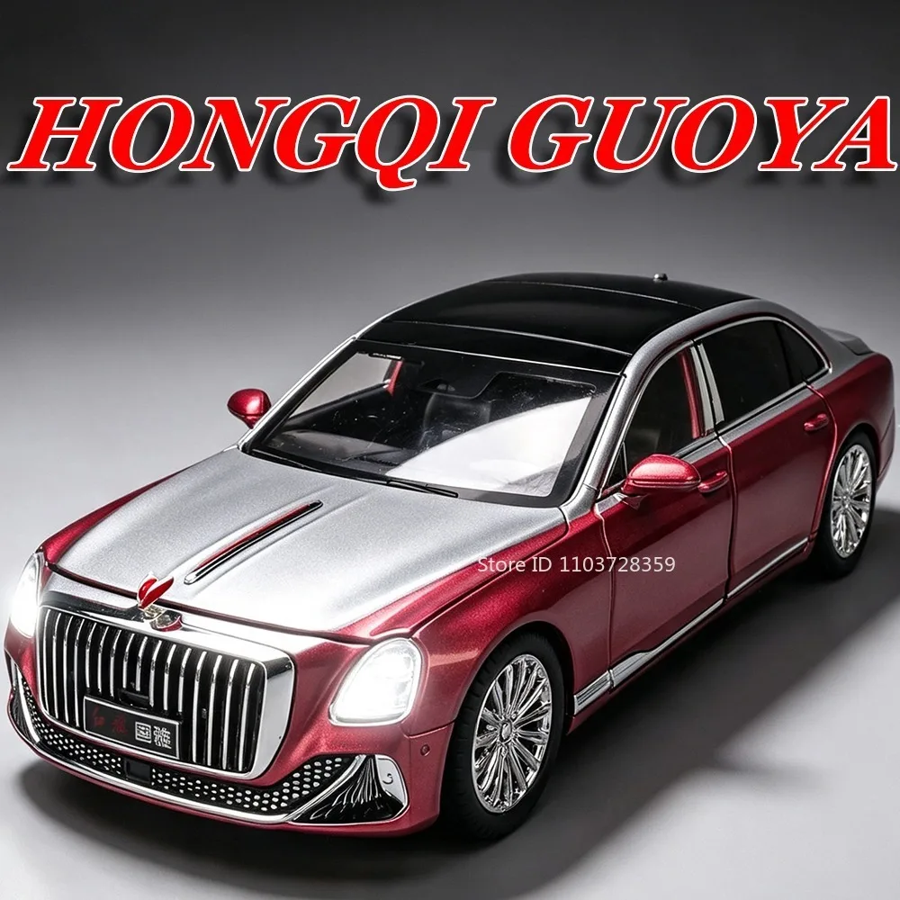 1:24 Model Car Toy HongQi GuoYa Rolls-royce Spectre Alloy Diecast Doors Opened Pull Back Sound Light Home Ornament Cars Models