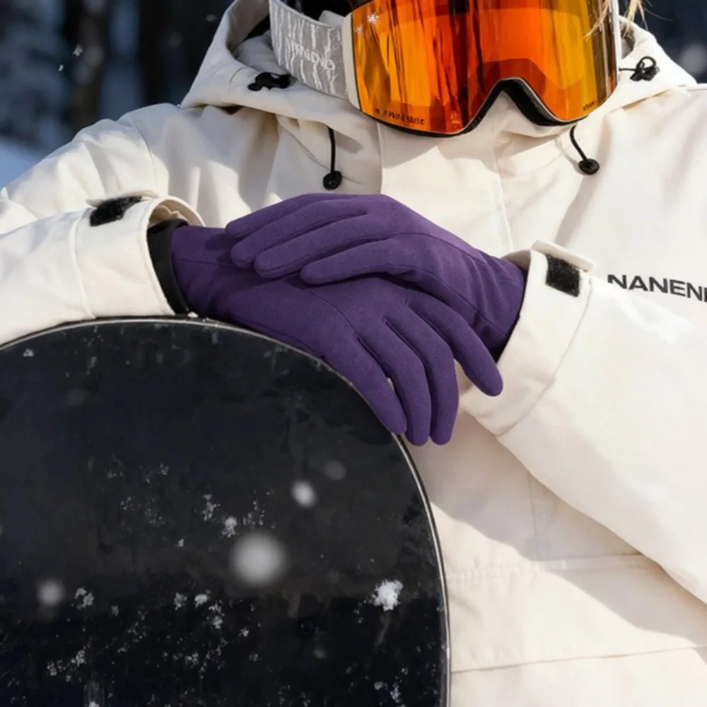 قفازات تزلج تعمل باللمس للجنسين - طبقة قاعدة حرارية رفيعة مقاومة للرياح للتزلج وركوب الدراجات والرياضات الخارجية