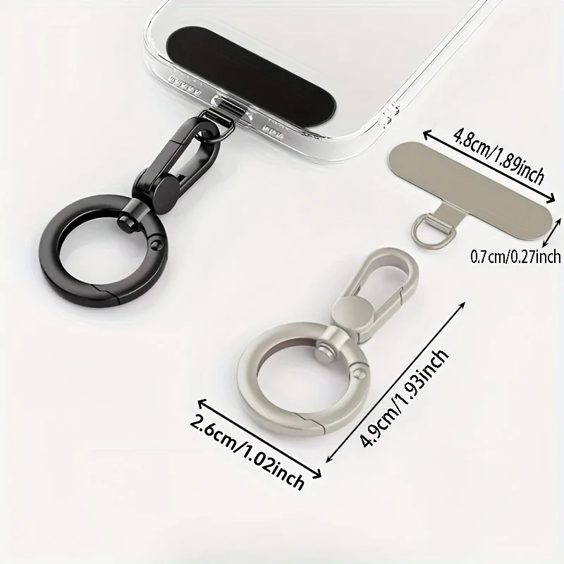 Stainless Steel Phone Lanyard Clip Patch 360° Rotatable Anti-lost Phone Case Hanging Rope Snap Detac