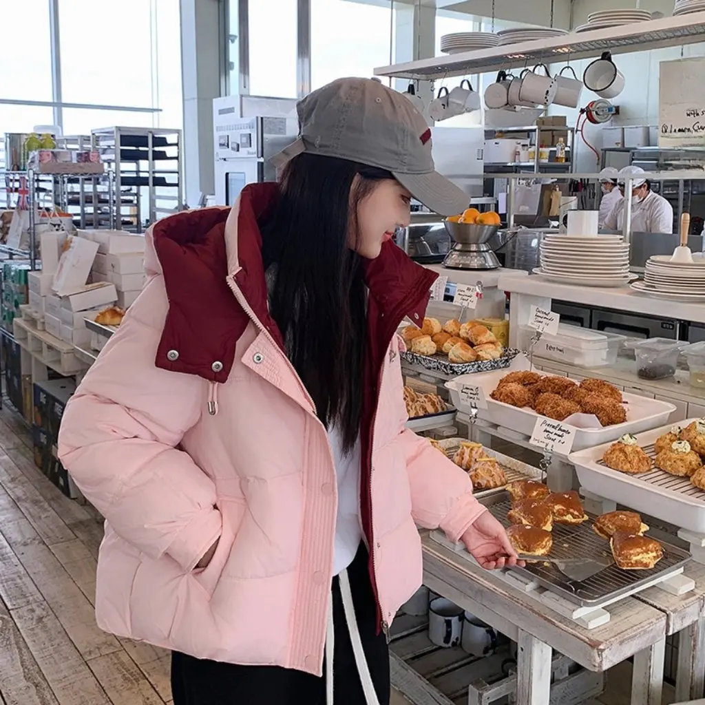 

Зимняя женская утолщенная теплая ветрозащитная куртка с хлопковой подкладкой и капюшоном в корейском стиле, модная повседневная одежда для женщин