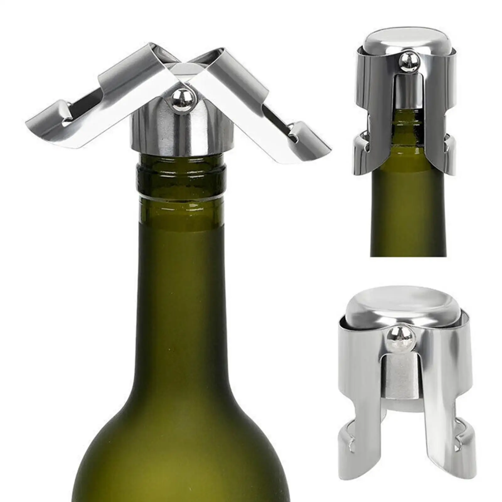 Portable Steel Champagne Bottle Stopper Shiny Leak-proof Wine Beer Cork Plug - Durable Wine Bottle Sealer for Bubble Preservatio view 3