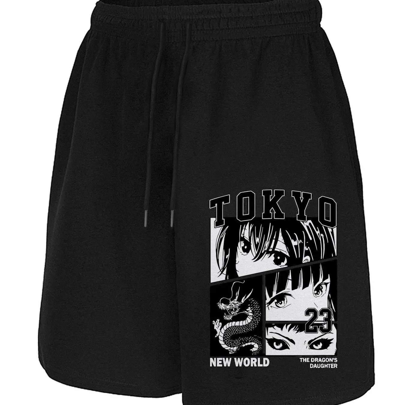 

Men's Anime Tokyo Female Character Print Shorts - Casual Summer Outdoor Shorts with Pockets & Drawstring Waist Suitable for Gym
