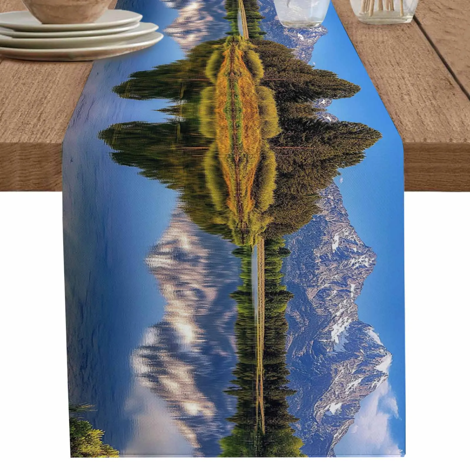 

Snow Mountain Photography Festival Table Runners Wedding Party Decor Kitchen Placemat Home Coffee Decor Dining Tableware Pads