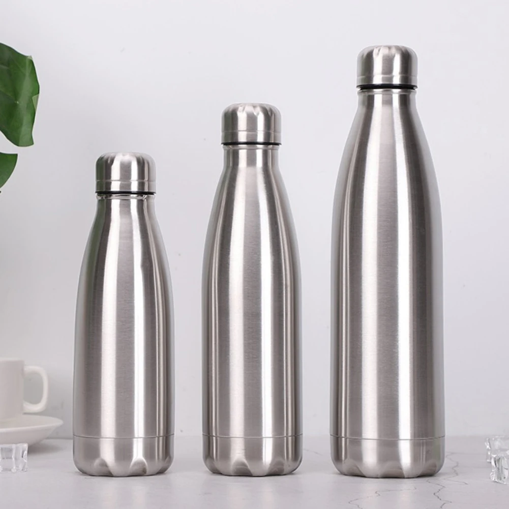 500/750/1000ml Portable Outdoor Water Bottle Food Grade Stainless Steel Single Wall Leakproof Vacuum Cup Hot Cold Water Bottle