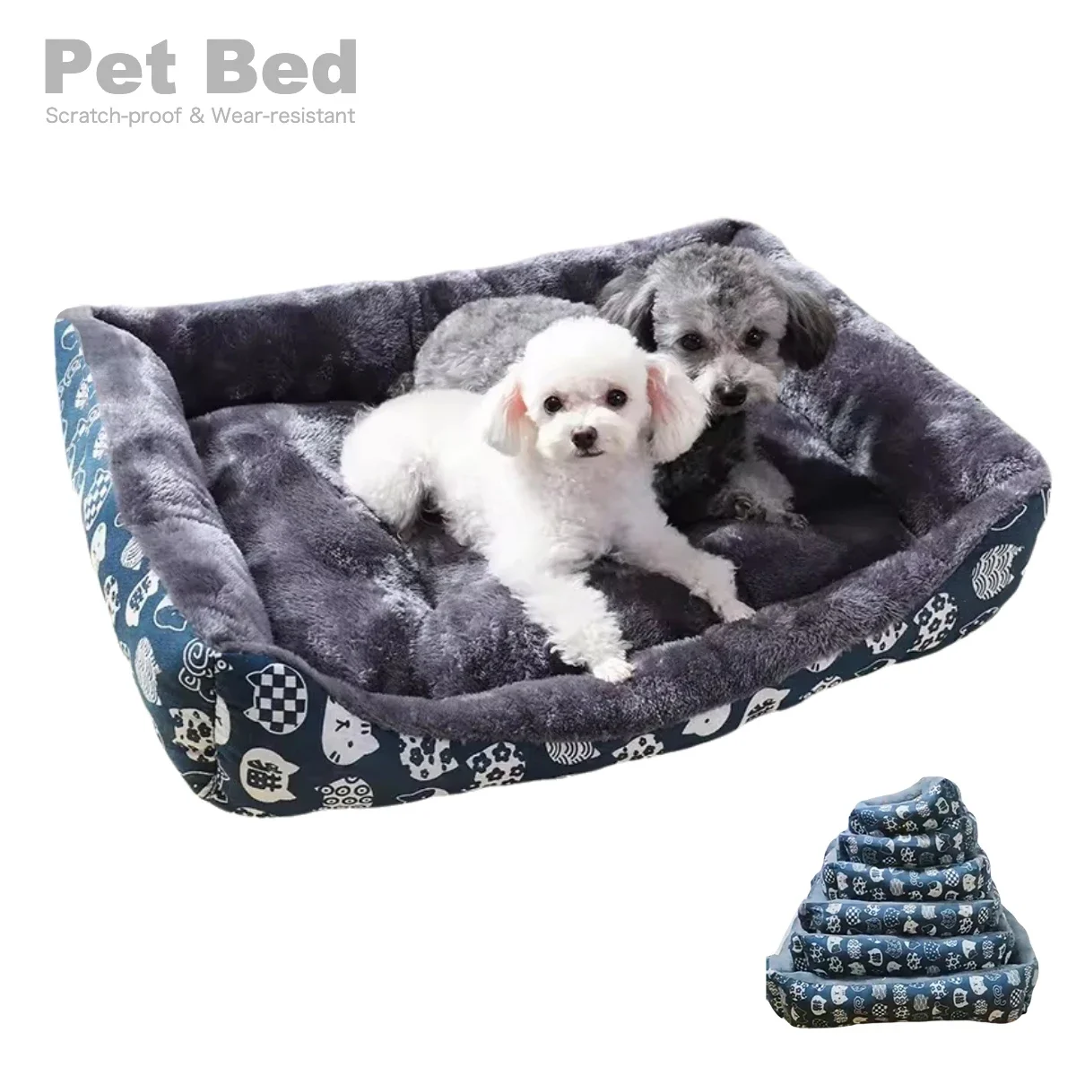 Luxury Medium Dogs Bed Pet Wear-resistant Warm Winter Plush Puppy Pads High Elastic Orthopedic Memory Sofa Cat Bed Dogs Supplies