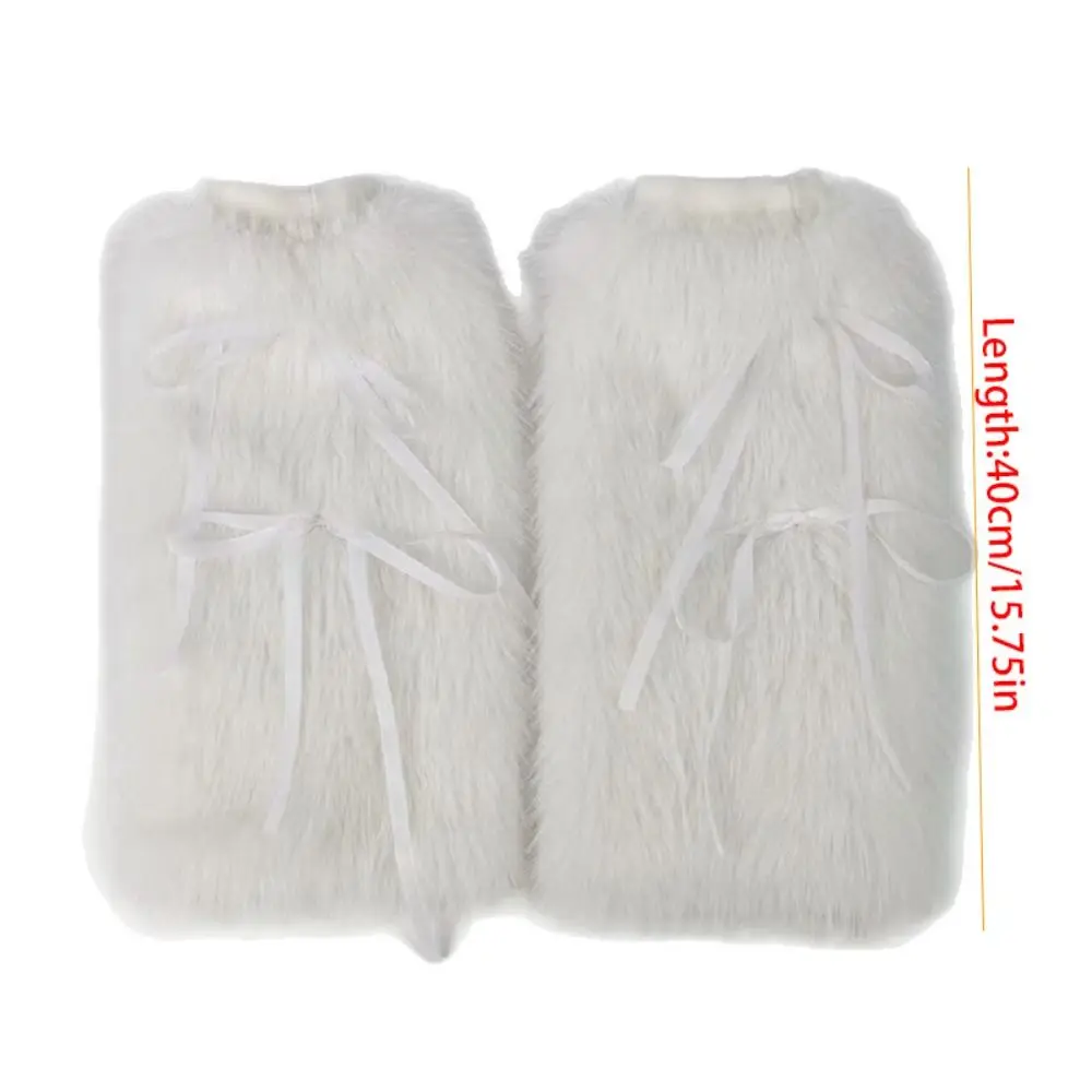 Solid Color Faux Fur Furry Leg Warmers JK Spicy Girl Women's Stockings Y2k Warm Boot Cover Streetwear