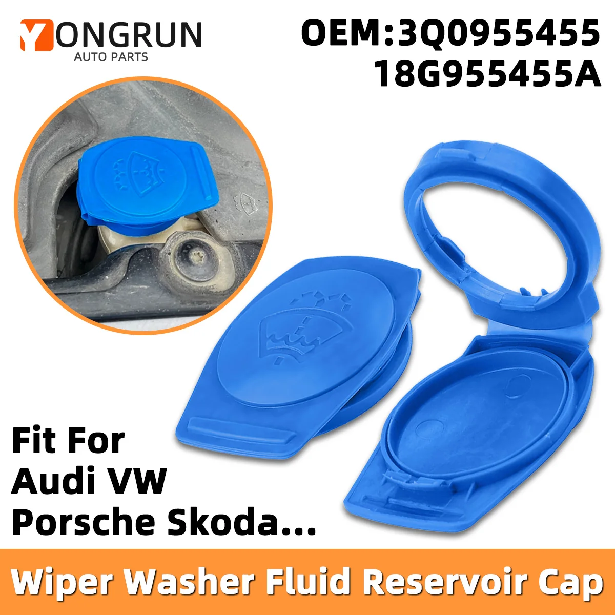 1 Stück Scheibenwischer-Waschflüssigkeitsbehälterdeckel passend für Audi A1 Q2 Porsche Cayenne VW Jetta Golf Seat Ateca Skoda, 3Q0955455, 18G955455A – Detail 1