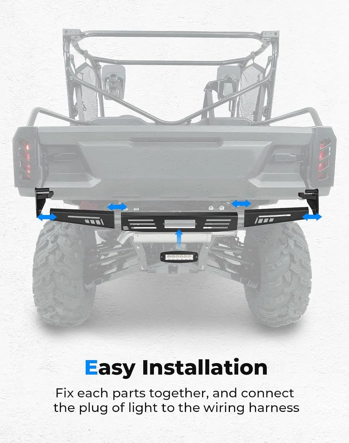 Rear Bumper with 18W LED Light, Compatible with Pioneer 1000 - view 6
