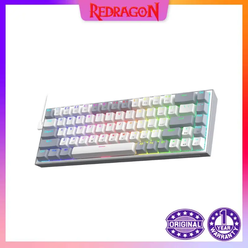 

Redragon K631 Gery 65% Wired RGB Gaming Keyboard, 68 Keys Hot-Swappable Compact Mechanical Keyboard