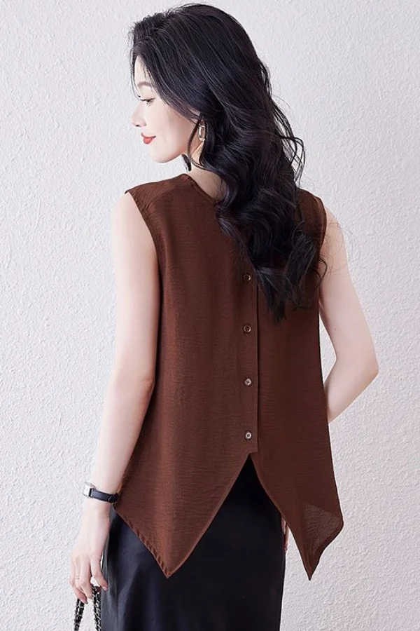 

French Style Linen Two-Wear Vest Women Summer 2025 Lightweight O-neck Sleeveless Blouse Casual Outerwear Tank Top Female Clothes