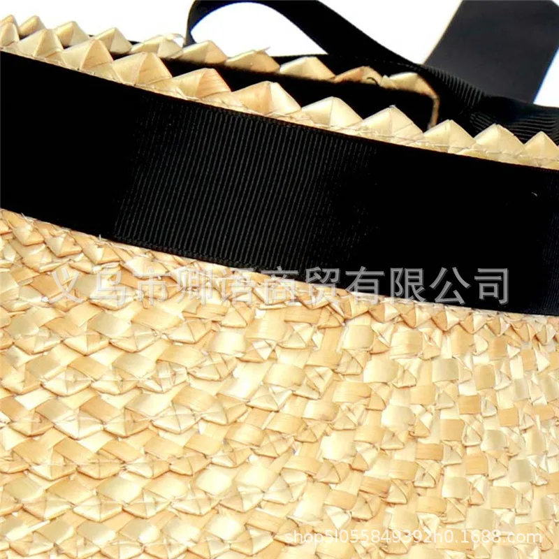 Visor Straw Hat with Ribbon Tie Elastic Stretch Sun Cap Beach Casual Women EU US