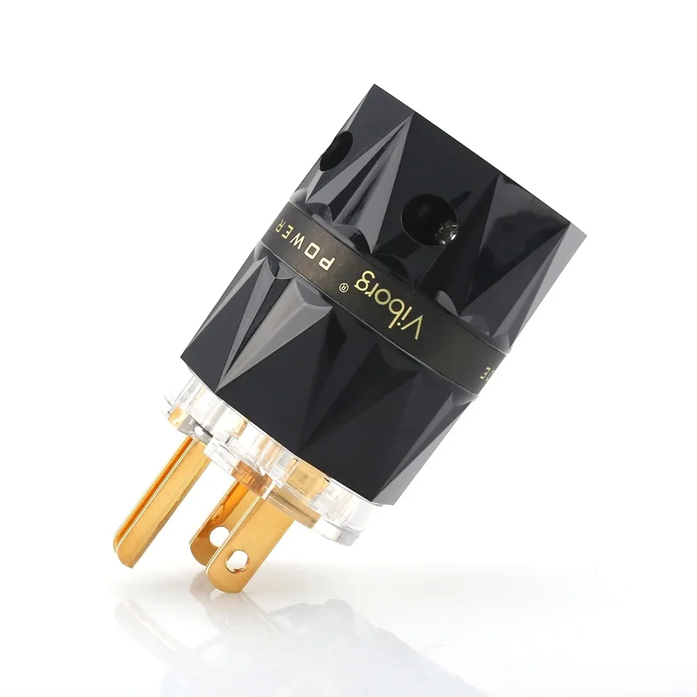 High quality Viborg VM503G+VF503G High Clear 24k Gold Plated Pure Copper US AC Power Plug Connector for Audio DIY Power Cable