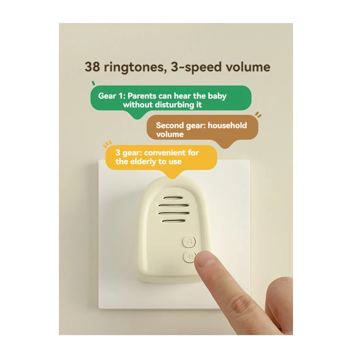 Sonnette lapin sans fil, 3 vitesses, volume réglable, clavier amusant, rappel d'entrée, maison, appartement