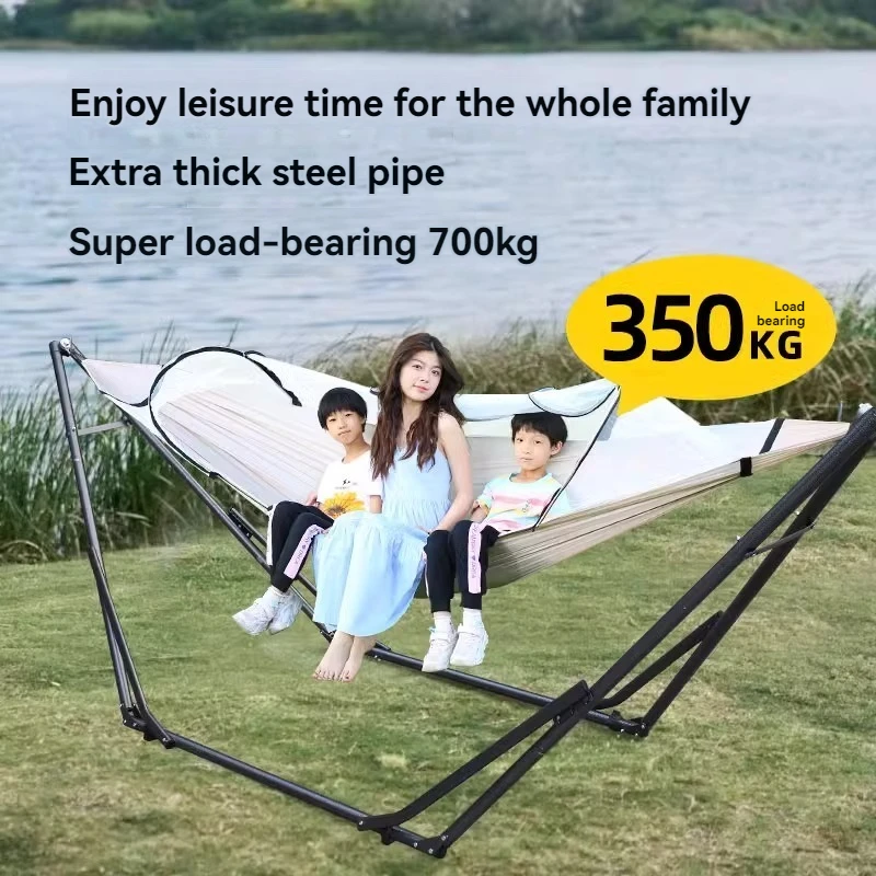 New [Bold Anti-rollover] Adult Outdoor Hammock With Bracket Home Indoor Children's Swing Folding Support Shelf