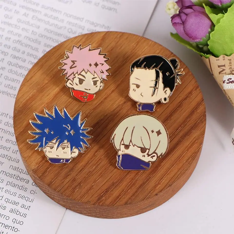 Jujutsu Kaisen Figura Broche, Anime Cosplay Pin, Presente para Fãs, 8pcs