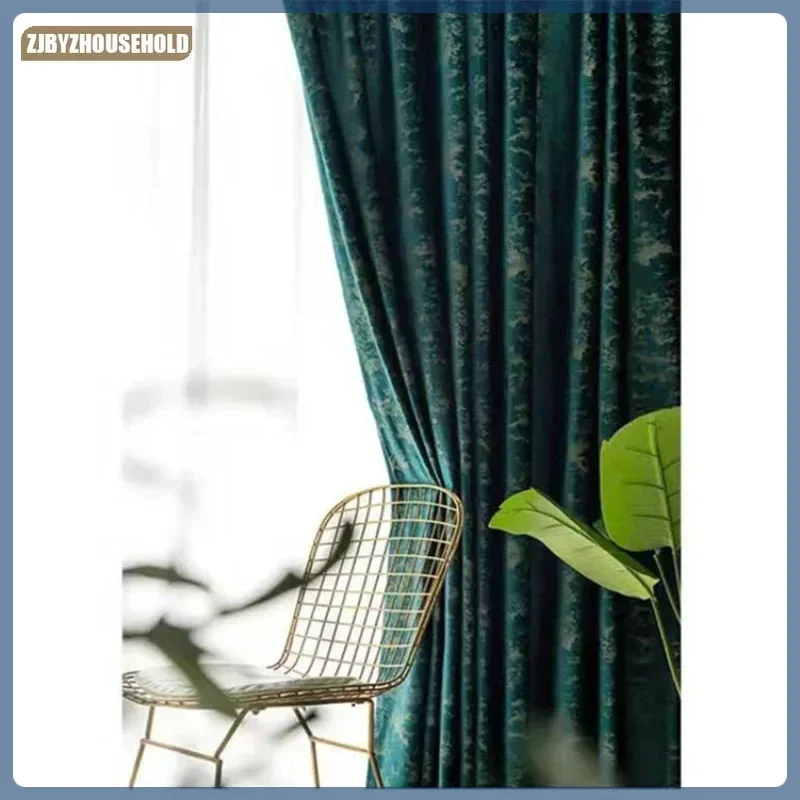 

Retro Scandinavian velvet foil embossed blackout Curtains for Living dining room bedroom fabric Blackout luxury Custom Size