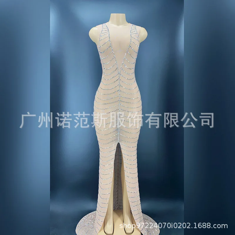 Women's Fashion High Waist Split Sleeveless Long Dress - Elegant For Evening & Commuter Wear Robe De Soiree Elegante Pour Femme