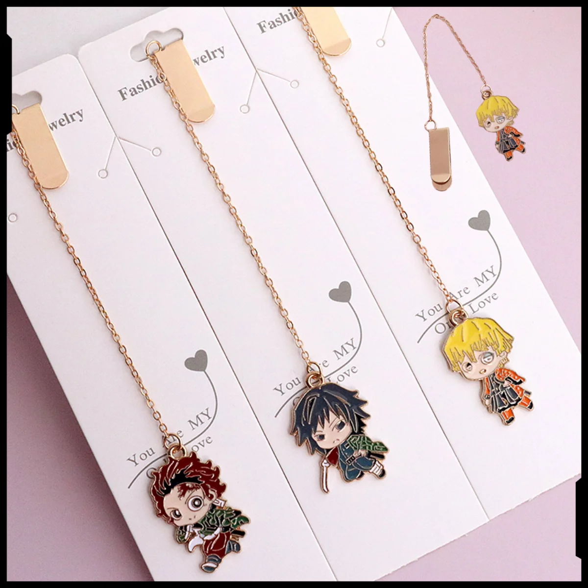 Demon Slayer Lesezeichen aus Legierung, Dekoration, Schul-Souvenir, Geschenk, Lesezeichen für Bücher, Anime, Schulbedarf