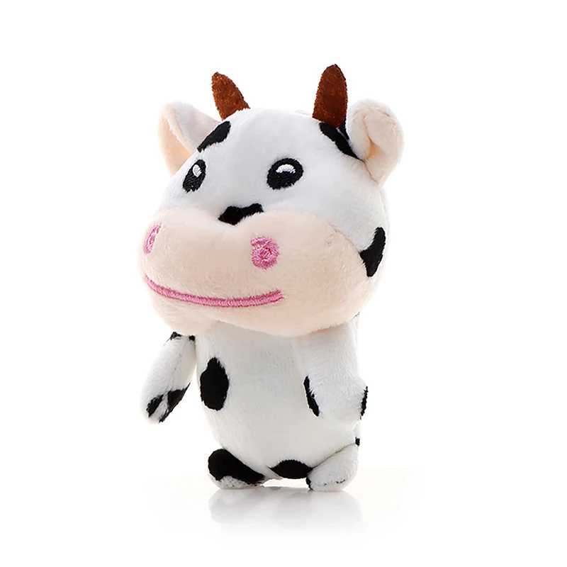 11cm Plush Cow Toy Keychain Soft Plush Filling Good Elasticity Doll Cartoon Animal Key Ring Pendant Bag Decoration Birthday Gift
