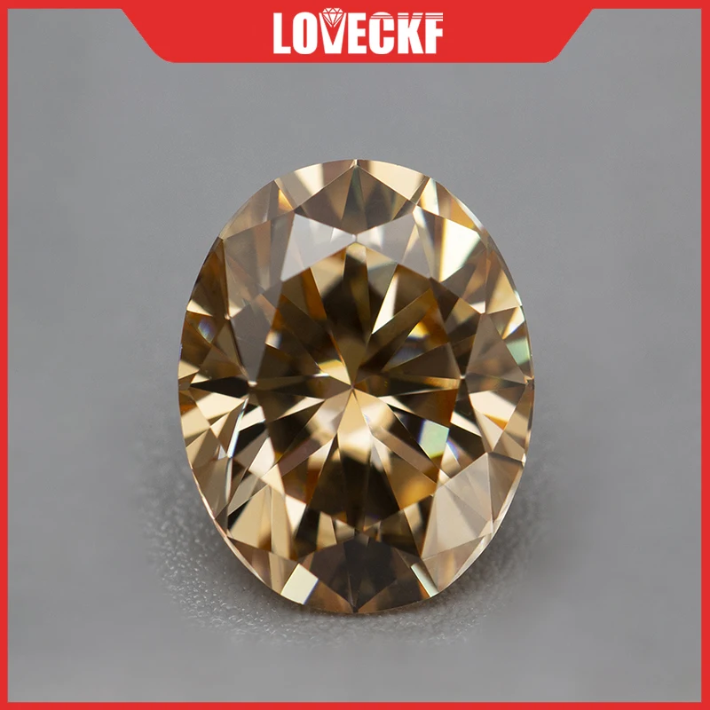 

Natural Champagne Moissanite Loose Diamonds Oval Cut 0.5-5.0ct with GRA Certificate Positive Pass Tester